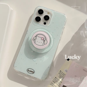 Cat Magnet Stand Dual Layer IMD Dot Design Compatible with  17Promax New 17AIR Cute Female Style 15Pro Popular 17PM Niche 16PRO Protective Case