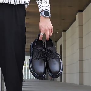 2024 New trendy leather Martin boots Korean style casual high boots top mens soled shoes