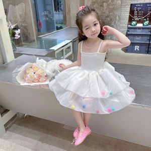 Princess Style Girls Summer Dress Baby Cotton Blend Polyester Fabric Puffy Skirt Korean Style Childrens Clothing Baby Outfit