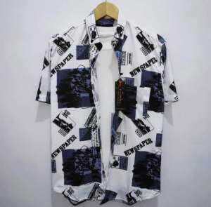 Kemeja motif pria lengan pendek