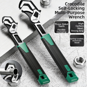 L67 Self Locking Crocodile Adjustable Wrench High Carbon Steel 8/10 Inch Three Sided Teeth Clamp Tool L