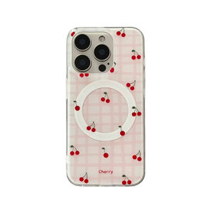 Cherry Butterfly Knot Magnetic Absorption Phone Case Stand Compatible with  17 16ProMax New Model 15 Dual Layer 14 Full Cover 17ProMax Soft Shell 13ProMax Huawei