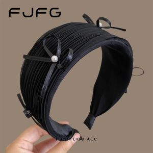 Korean Style Wide Edge Hairband Womens Fashion Hong Kong Style Pleated Hairband High Hairline Versatile Hair Clip
