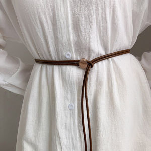 Elegant New Style Thin Leather Rope Waist Belt for Women Summer Match Skirts Shirts Dresses Decorative Versatile Long Waist Rope Accessory