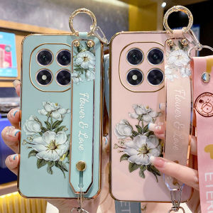 เคสโทรศัพท์ซิลิโคนใสป้องกันการตกหล่นสำหรับ Oppo A5 5G พร้อมสายรัดข้อมือแบบป้องกันการตกหล่นเต็มจอ ดีไซน์ใหม่สำหรับผู้หญิง