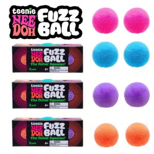 Needoh Mini 3 Pack Fuzz Ball Stress Teenie Squishy Sensory Toy The Groovy Glob Relief Fidget Non-Toxic Soft Balls for ADHD Gift