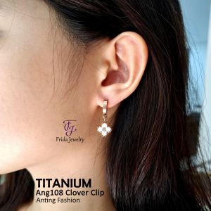 Anting Titanium Ori Klip Juntai Bunga Perhiasan Fashion Kualitas Premium Anti Karat & Anti Luntur