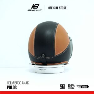 Helm Anak Bogo 2 - 6 Tahun Retro Polos Helmet Kecil Ringan Kaca Cembung Cream Hitam
