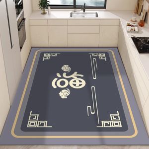 Kitchen Floor Mat Non-Slip and Oilproof Erasable and Washable For Home Stain-Resistant Foot Mat Waterproof Dedicated Full PVC Carpet