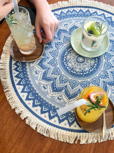 Cotton Linen Ethnic Style Dining Room Tablecloth Tea Table Mat Restaurant Tableware Dustproof Sweet Dessert Table Mat