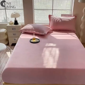 LUNAVA Crystal Velvet Bedsheet Single/Queen Size Cotton No Lukot No Gusot Fitted Sheet