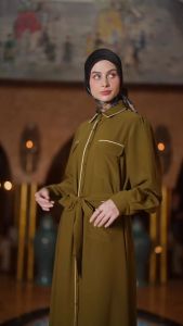 Mandjha Dancing Dress - Gamis Olive Hijau Polos Premium - MANDJHA by IVAN GUNAWAN