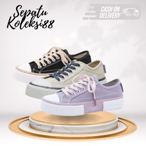 Sepatu Sneakers Kanvas Wanita Kasual Sport Shoes Warna Hitam Ungu Putih Sepatukoleksi 209