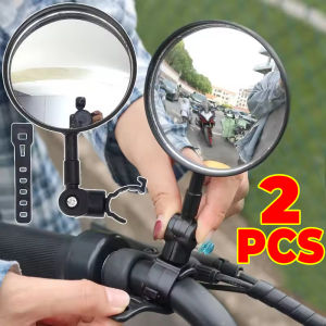 2PCS Motorcycle Side Rearview Mirror Bicycle 360° Adjustable Extended Convex Wide Angle Handlebar Mirror Motorcycle Ride Accessories