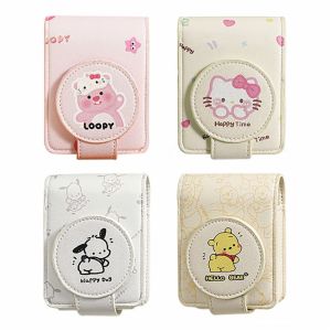 JUSTODO หนังพียู กระเป๋าใส่ลิปสติก พร้อมกระจก Loopy // KITTY/pochacco/Winnie ฝาครอบป้องกันลิปสติก คุณภาพสูงมาก มินิมินิ กระเป๋าเครื่องสำอางแต่งหน้า