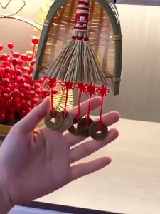 Ekana 2025 CNY Broom Dustpan Decor Chinese Year Ornament Pendant New Tassel Hanging Decor Mini Fortune Broom Decoration
