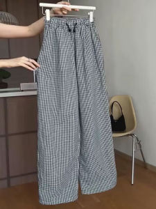Quần Dài Thường Ngày Kẻ Sọc Màu Đen Cạp Cao Rộng Rãi Cho Nữ Mùa Thu 2025 Phong Cách Mới Quần Dài Thoải Mái