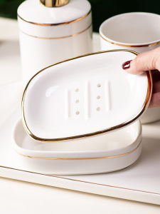 Creative Ceramic Double Layer Draining Soap Box Toilet Modern Home Use No Punching Required Soap Holder Storage Rack