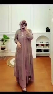 HAYYA Dress / Ukuran M L XL XXL XXXL / Gamis Muslim Wanita Barukat Tile Bordel / Gamis Dress Brukat Seragaman Pesta Kondangan BURGUNDY TERACOTA