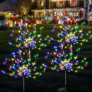 200LED Đèn Pháo Hoa Năng Lượng Mặt Trời Đèn Trang Trí Ngoài Trời Nhiều Màu Sắc Đèn Hình Sao Chống Nước 8 Chế Độ Chiếu Sáng Cho Lối Đi Sân Vườn