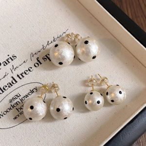 925 Silver Needle Simple Cotton Polka Dot Pearl Earrings Fashion Fresh Ear Candy Hole Earrings Fashion High End Ear Jewelry