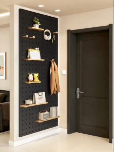 BEIQIVI | Customizable Solid Wood Pegboard Shelving Unit