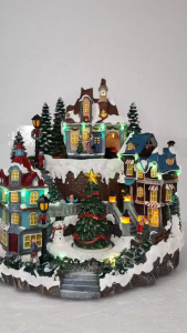 FC616 Christmas Tree Village with illuminated Houses LED Lighted Musical Decor