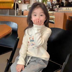 Thickened Long Sleeve Half High Collar Childrens T-shirt Autumn Winter Inner Wear for Girls Baby Clothes Spring Summer Style