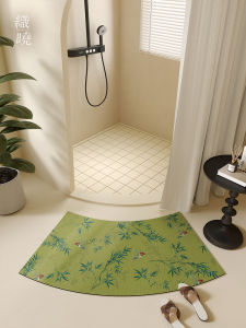 Modern Simplicity Style Bathroom Entrance Arc Shape Floor Mat Silicon Dendroid Absorbent Shower Room Carpet Home Use Rug