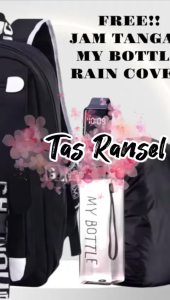 Tas Ransel Sekolah Anak Perempuan Lagi Viral NEVER GIVE UP 0037 Tas Ransel Anti air 40X30X12