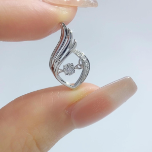 LAZO DIAMOND Marquise Wing Dancing Diamond Pendant in 9k White Gold