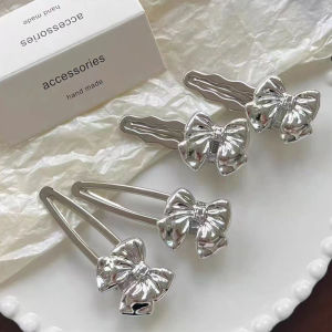 กิ๊บปากเป็ดโบว์สีเงินเรียบง่าย กิ๊บติดผมอเนกประสงค์ เครื่องประดับศีรษะหรูหรา กิ๊บหน้าม้านักเรียน MIMOON