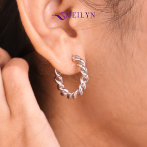 MEILYN Anting Tusuk Emas Hoop Earring Bulat Rante Lilit Lapis Emas Perhiasan Wanita Korean Style All Series