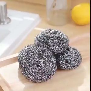 Set 6 búi sắt cọ xoong nồi kim loại giẻ cọ xoong dạng búi tròn chất liêu thép không gỉ