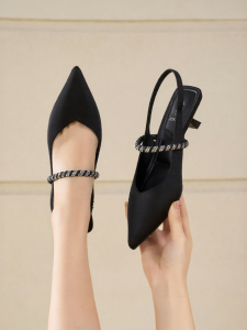 Josiny | Crystal Strap Open-back Stiletto Heels