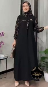 PROMO Gamis Arafah Cringkle Airflow Kombinasi Rayon Super Ld 120 Pb 130 Resleting Depan Busui friendly