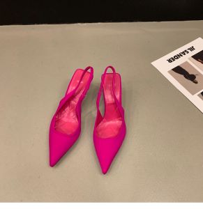 French Style Fine Heel Black Womens Sandals Pointed Toe Low Cut Fashionable Design Summer Shoes Comfortable Commute Footwear