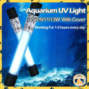 3-13W Fish Tank UV Sterilization Aquarium Lamp Water Disinfection Sterilizer UV Light 220V Waterproof Germicidal Light