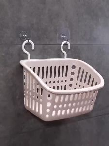 Storage Hanging Basket Hole Free Toilet Kitchen Bathroom Storage With Hooks Rack Multifunctional Storage Basket