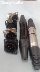 ChengHaoRan 1PC Female Male Jack 3 Pin Panel Mount Jacks Connector Copper Contact XLR Metal Socket Audio Microphone Connectors