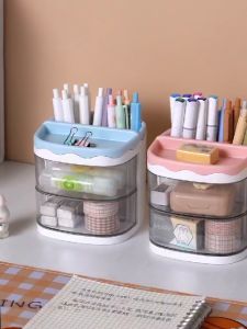 Kotak Organizer Mini Tempat Penyimpanan Perhiasan Alat Make Up Dan Peralatan Keci Lainnya Kotak penyimpanan alat tulis kuas kosmetik perhiasan 2 tingkat W2028