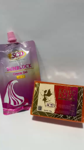 SCD Peeling Skin Kojic Soap and Sunblock Cream Gel 50g Bundle