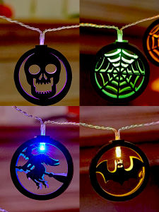 Lamp Fairy Halloween Decorations: Glowing Skull Spider Web Pumpkin Lamp String for Scene Arrangement and Hair Dressing