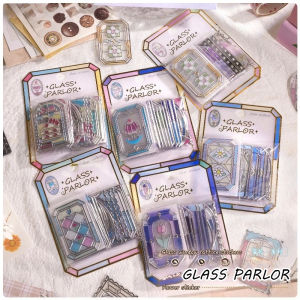 18pcs/sheet 3D Relief Japanese Kawaii Stained Glass Windows Series DIY Cute Aesthetic Stickers for Scrapbooking Bookmarks