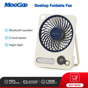 MeeGoo Portable Fan Mini Desktop Fan Multi-purpose Fan 3-speed Fan/Speaker/Night Light 3-in-1 USB Charging 3000mah
