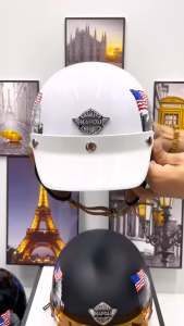 Mũ Bảo Hiểm 1/2 Đầu NAPOLI Tem Cờ Mỹ Có Ốp Da Che Tai /Bảo Hành Chính Hãng 12 Tháng.(Tặng Kèm Lưỡi Trai Màu Đen )