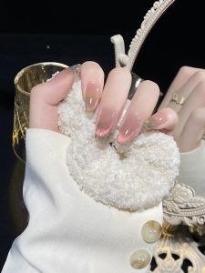 Pink Galaxy Dynamic Rhinestone Cat Eye Nail Art Flashing Dopaamine Candy Colored False Nails Handmade Wearable Nail Patches