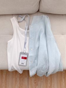 Linen French Collar Shirt Womens Summer New Lightweight Breathable Design Sun Protection Outerwear Top round Neck Long Sleeve