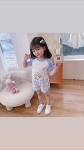 Homewear Setelan Rumah Santai Anak Cewek Karakter Mermaid Kuromi Melody Elsa Crocodile