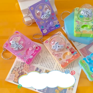 JIYAN2866 Plastic Rotating Dice Keychain Press Button Mini Fidget Toy Fidget Keychain Gifts Cartoon Animal Bag Charm Key Decoration